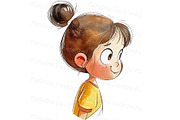 Kid girl emotions clipart set, a Person Illustration by Bubert Art (Thumbnail 5 of 9)