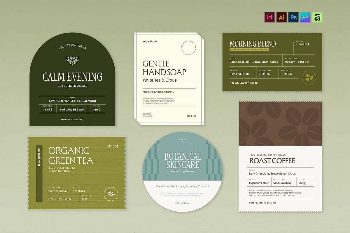 Product Label Template Set, a Stationery Template by BrandPacks (Photo 1 of 14)