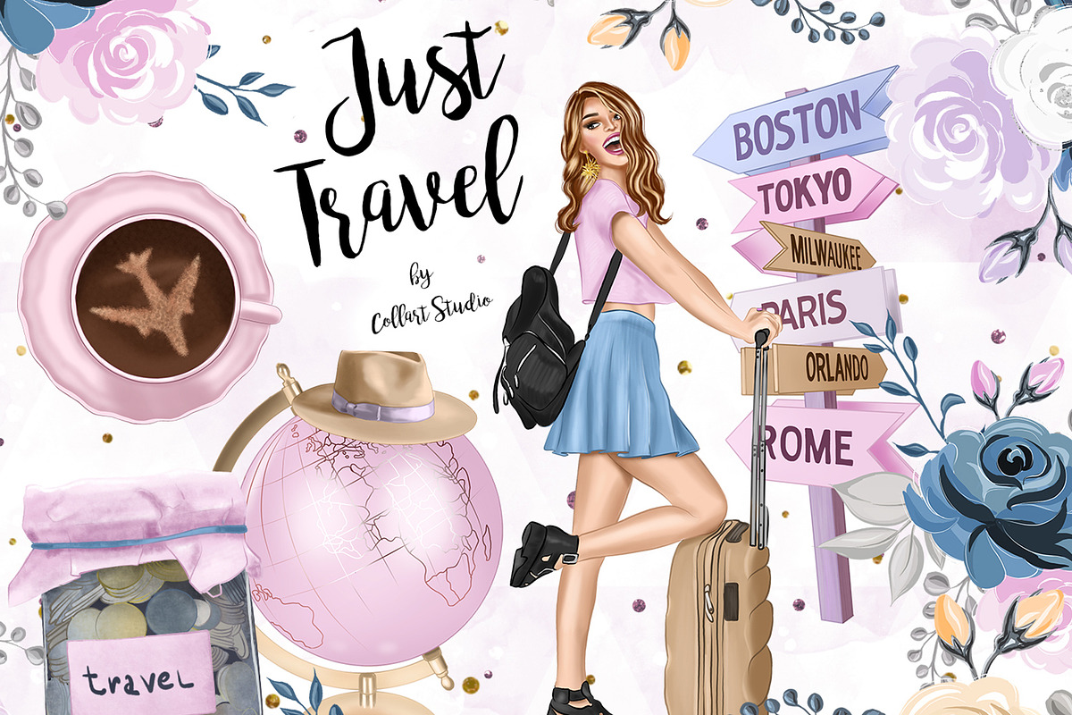 Travel Planner Clip Art Illustration, an Illustration by Collart Studio (Photo 1 of 6)