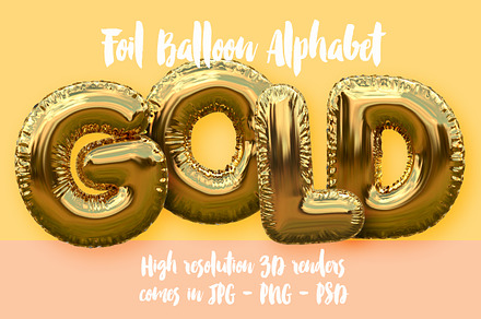 Gold Foil Balloon Alphabet, a Background Graphic by ink drop