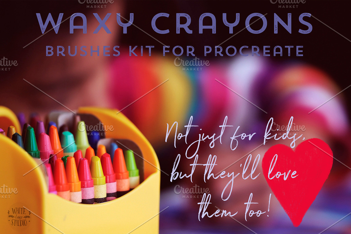 Waxy Crayons Procreate Brushes Kit, a Brush Add-On by White Lane Studio (Photo 7 of 9)