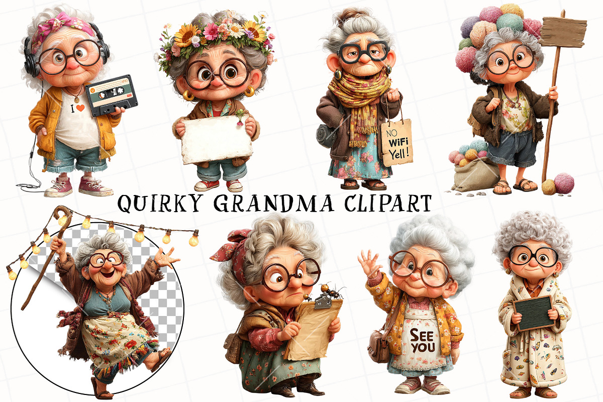 Quirky Grandma Clipart, an Illustration by OK Design (Photo 3 of 6)