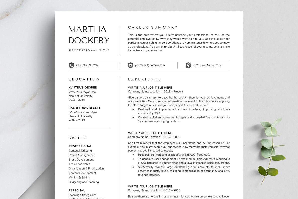 Professional & Creative Resume CV, a Resume Template by TheStandOutResume (Photo 1 of 10)