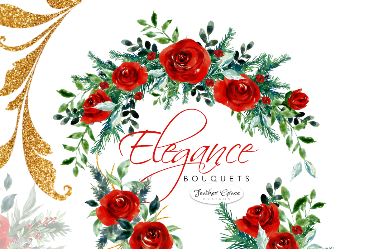 Watercolor Red Flowers - Christmas, an Illustration by Feather Grace Designs (Photo 11 of 12)