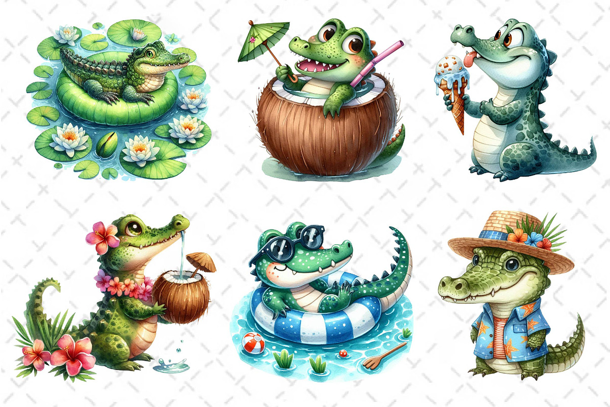 Summer Crocodile Clipart PNG, an Illustration by Dream Creation (Photo 5 of 7)