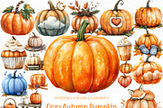 Watercolor Cozy Autumn Pumpkin PNG, an Illustration by Craft Nest (Thumbnail 1 of 6)