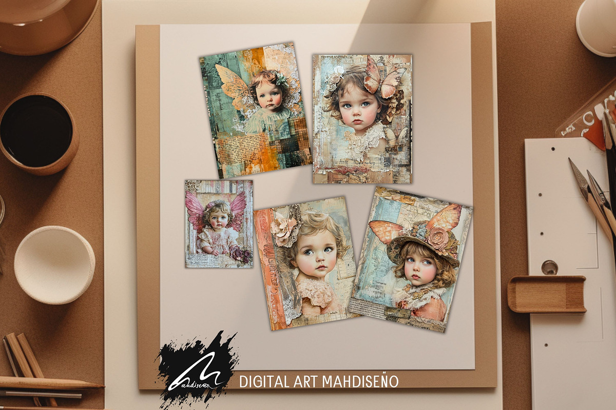 Cute Angel Lace Pages, Mixed Media, a Person Illustration by Digital Art Mahdiseño (Photo 9 of 10)