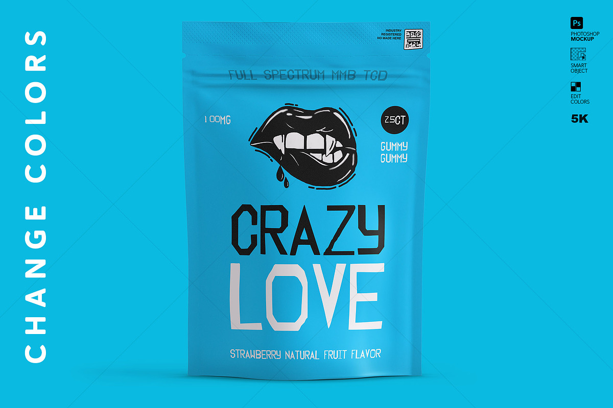 Gummy Pouch Mockup Matte Stand-Up, a Packaging Mockup by LESZ Design (Photo 2 of 5)