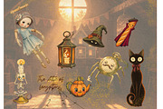 Autumn halloween stickers vintage, a Decorative Illustration by Edith’s World (Thumbnail 2 of 7)