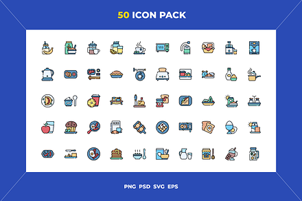 Breakfast icons, an Outline Icon by Wencory