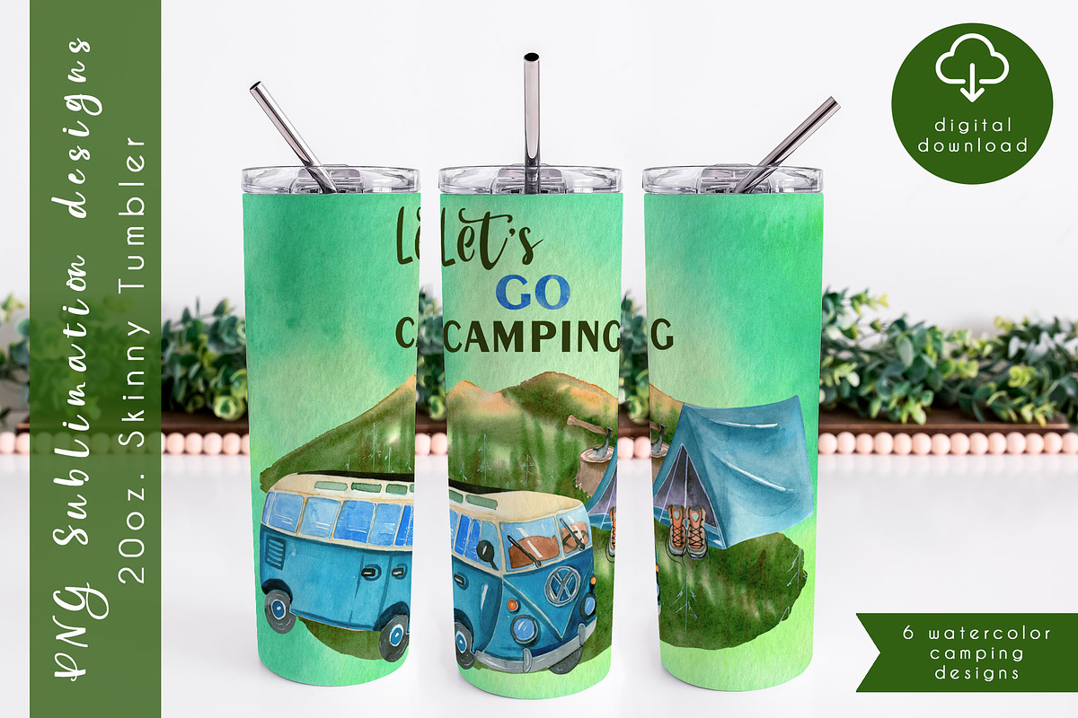 Camping sublimation tumbler wrap, an Object Graphic by AnastasiaWatercolor (Photo 5 of 8)