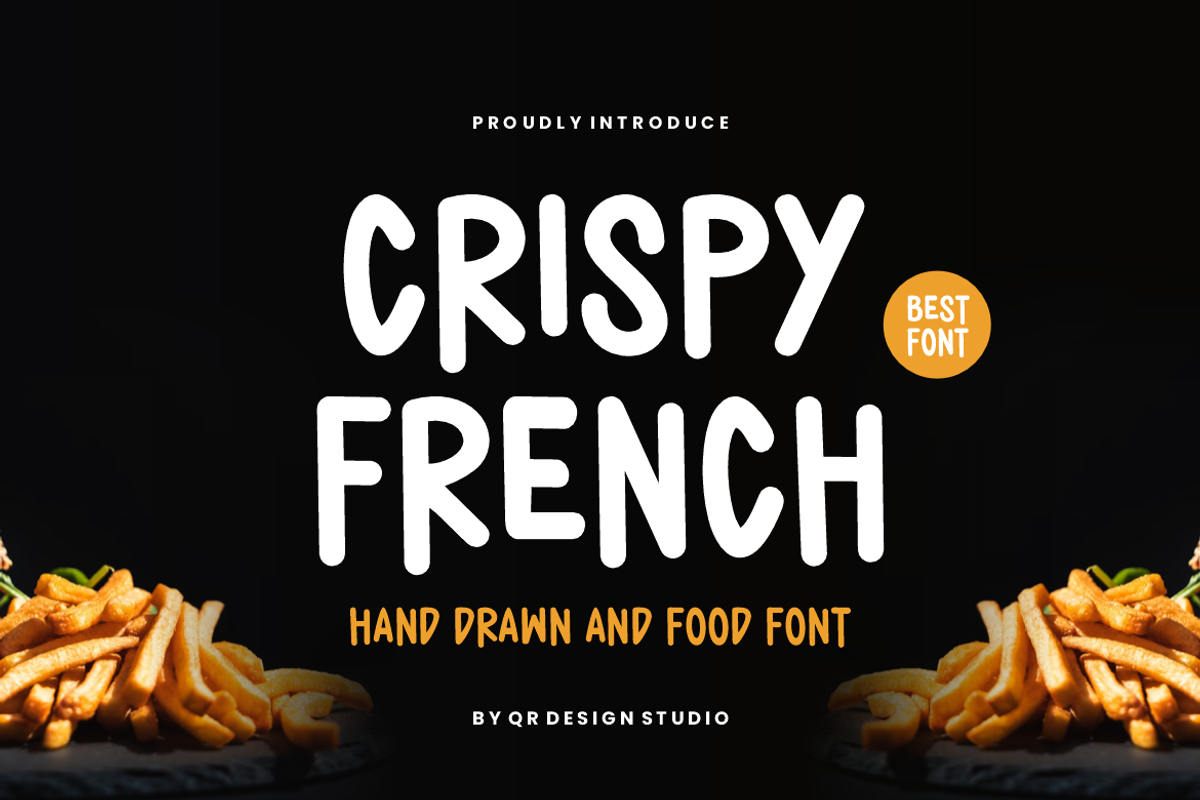 Crispy French - Hand Drawn & Food, a Handwritten Font by QR Design Studio (Photo 1 of 6)