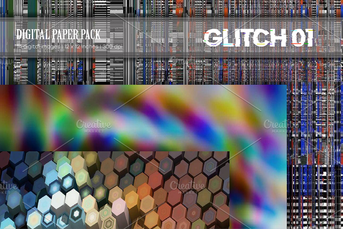 Glitch Psychedelic Digital Paper 01., a Texture Graphic by KENO Mascots (Photo 2 of 3)