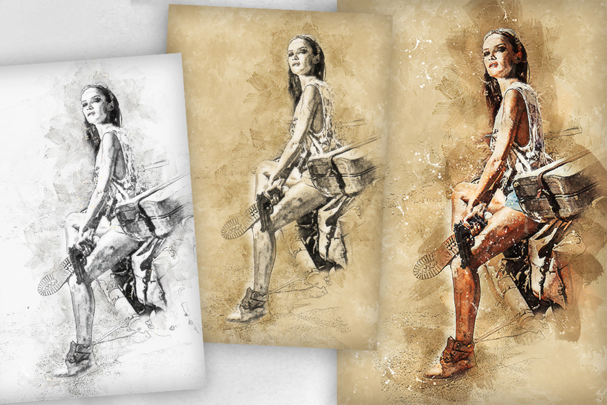 Retro Illustrations Photoshop Action, an Action Add-On by GorynArt (Photo 10 of 22)