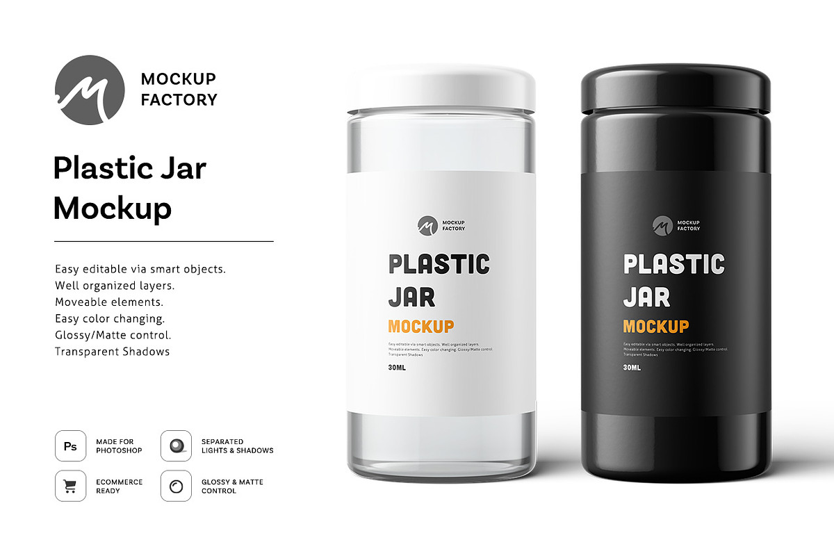 Plastic Jar Mockup, a Cups & Container Mockup by Mockup Factory (Photo 1 of 3)