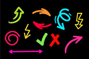 Hand Drawn Neon Arrows Vector Set, an Object Illustration by Traudl's shop (Thumbnail 2 of 3)