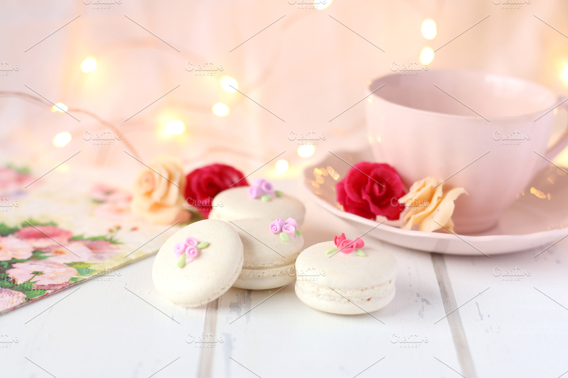 Macarons & roses featuring macaron, roses, and macaronlover, a Food & Drink Photo by Nordic.Arg