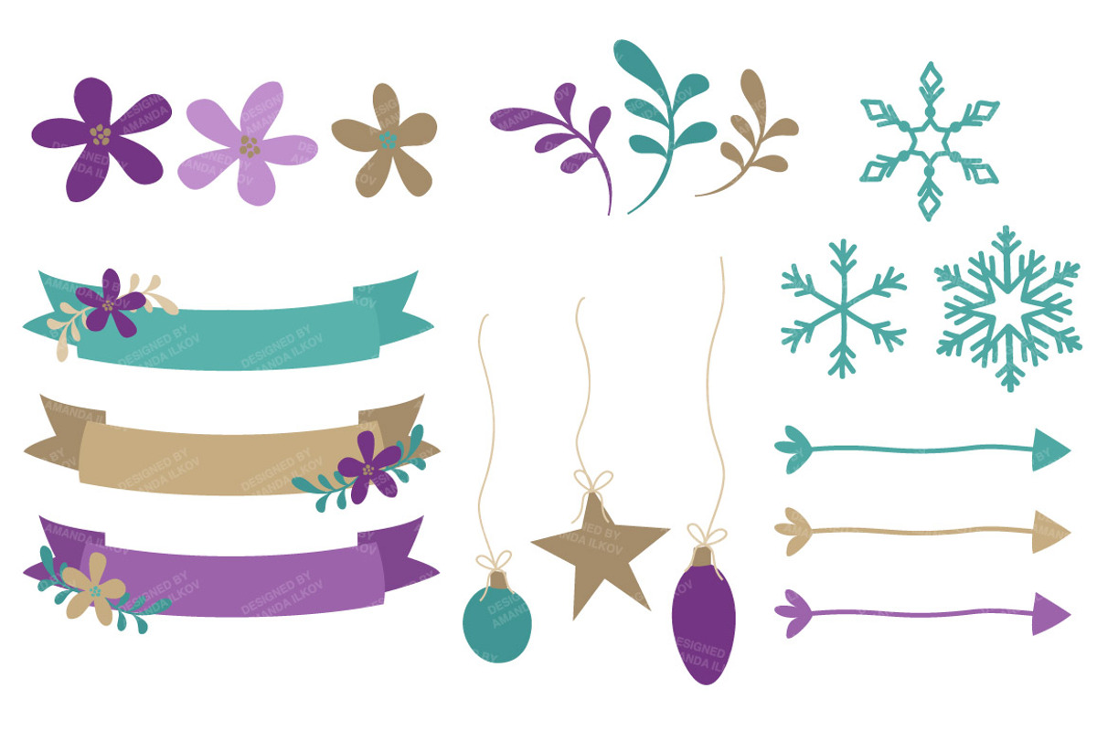 Teal & Purple Christmas Wreaths, an Illustration by Amanda Ilkov (Photo 4 of 5)