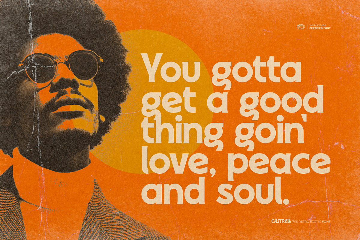Castrell - 70s Retro Exotic Font, a Sans Serif Font by ikiiko (Photo 4 of 7)