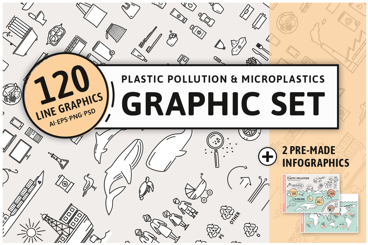 Plastic Pollution Line Graphics, an Animal Illustration by nordicworker (Photo 1 of 5)