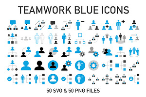 Blue-Teamwork-Flat-Icons