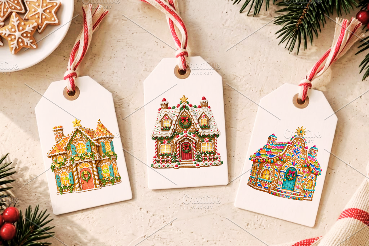 Christmas Gingerbread House Cliparts, a Seasonal Illustration by Ink Gallery (Photo 7 of 13)