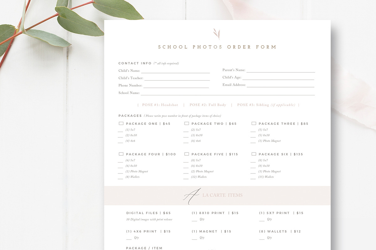 School Photography Order Form, a Stationery Template by By Stephanie Design (Photo 1 of 2)