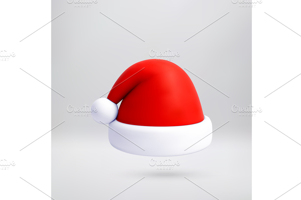 Red santa hat, 3d vector render., an Object Illustration by Abscent