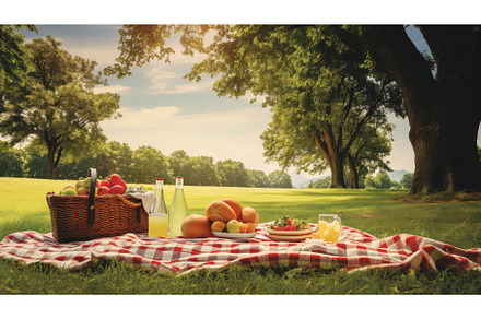 fun picnic poster ai generated, a Nature Photo by pikepicture