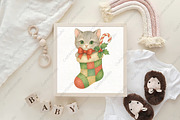Christmas Cat Kitten Stocking PNG, an Illustration by CraftArtStudio (Thumbnail 4 of 4)