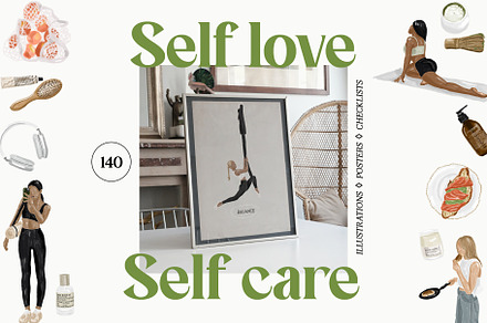 Self love. Self care, a Healthcare Illustration by divanovskaya_nv