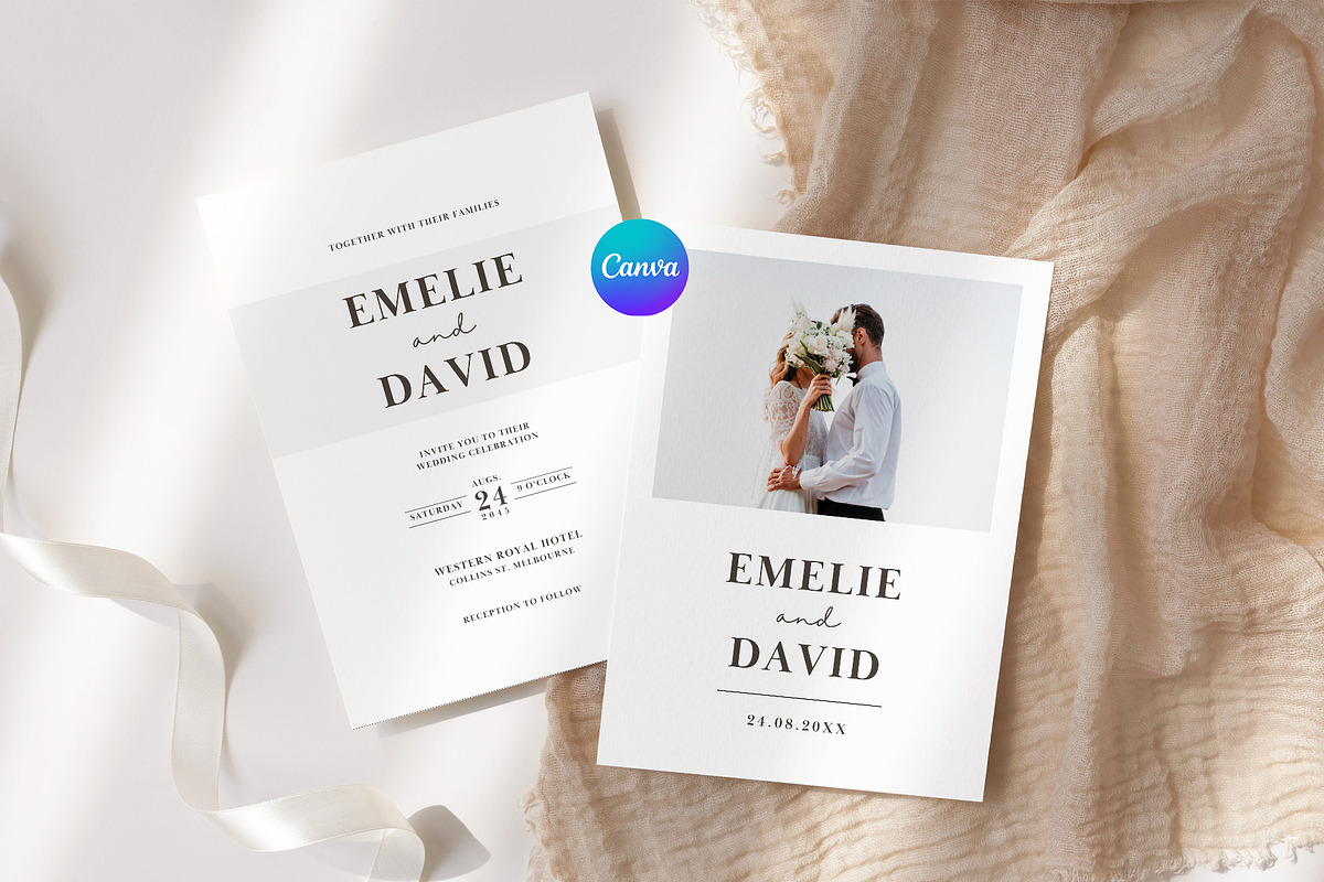 Minimalist Wedding Invitation Card, an Invitation Template by kin9candra (Photo 1 of 9)