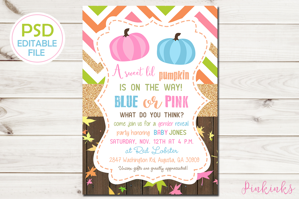 Gender Reveal Baby Shower Invite, an Invitation Template by Pinkinks (Photo 1 of 2)