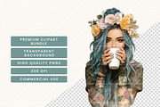 Tattoos Girls Clipart Bundle, a Person Illustration by BusyDaydesign (Thumbnail 7 of 9)