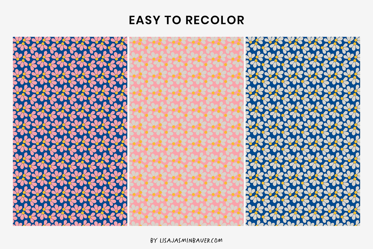 Daisies floral pattern / vector+jpg, a Pattern Graphic by Lisa Jasmin Bauer (Photo 3 of 8)