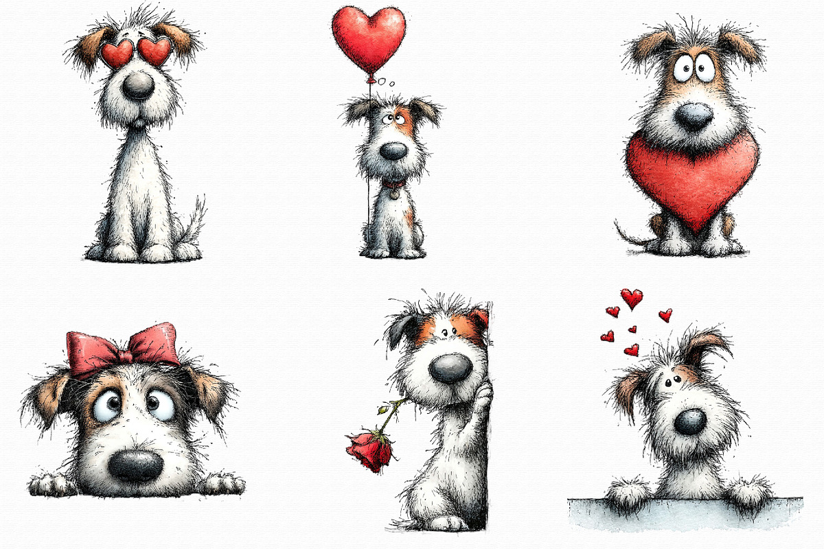 Funny Valentine Peeking Dog Clipart, an Illustration by Libby Wishes (Photo 2 of 8)