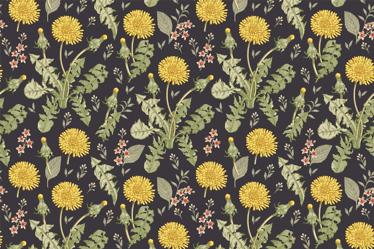 4 Seamless Flowers Dandelion Vintage, a Pattern Graphic by Vintage (Photo 3 of 11)