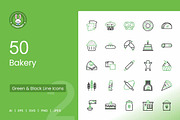 50 Bakery Green & Black Icons, an Icon by IconBunny (Thumbnail 1 of 2)