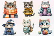 Watercolor Cats Clipart, an Illustration by Dream Creation (Thumbnail 6 of 6)