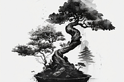 25 Japanese Bonsai BnW Sketches, a Decorative Illustration by Cam' Studio (Thumbnail 2 of 4)
