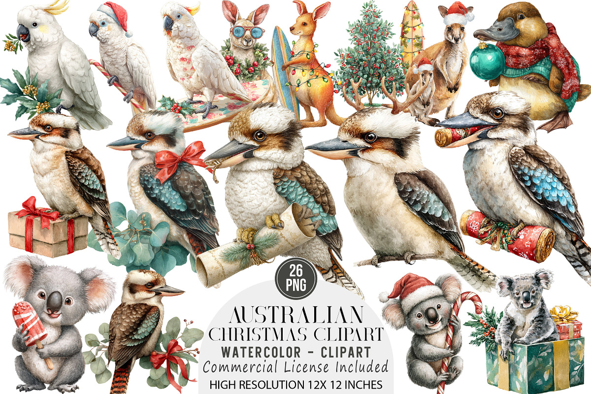 Australian Christmas Clipart, an Illustration by DreamArtGraphic (Photo 1 of 4)