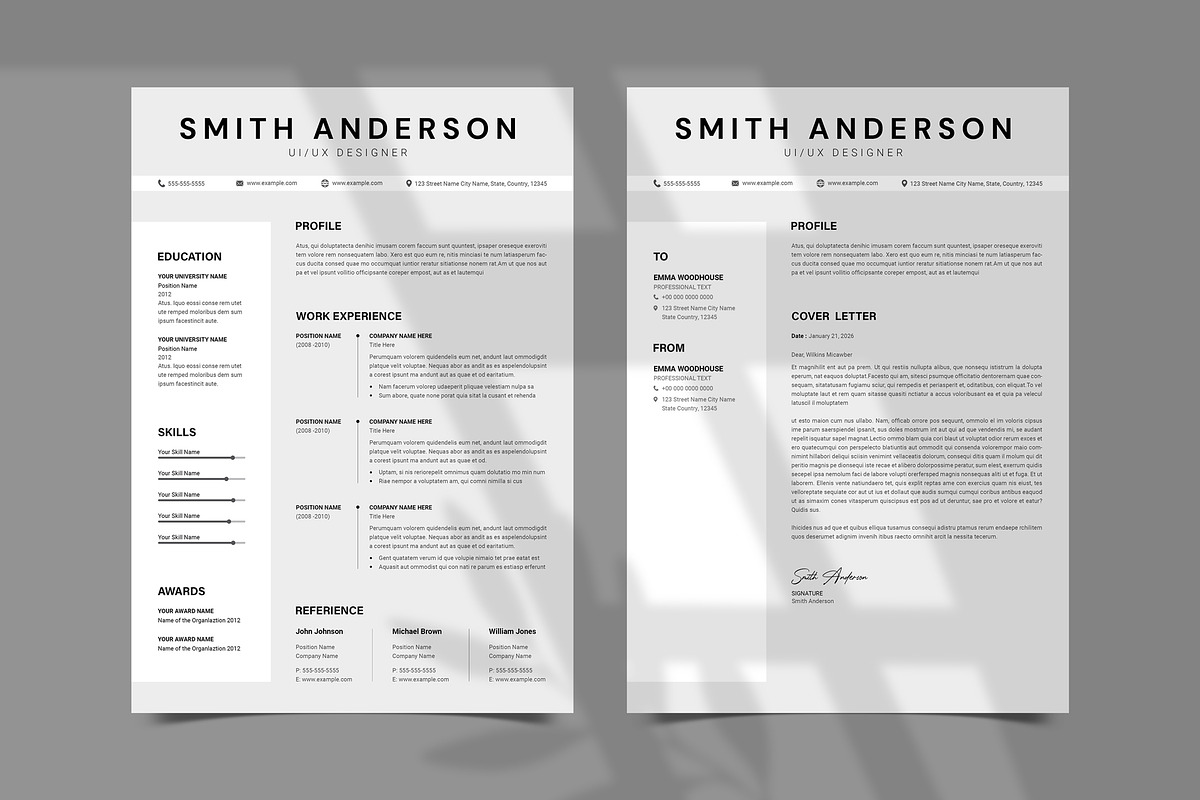 Modern Resume Cover Letter Template, a Resume Template by PixelStudio (Photo 4 of 4)