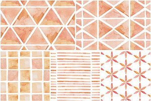 Sunset Watercolor Seamless Patterns