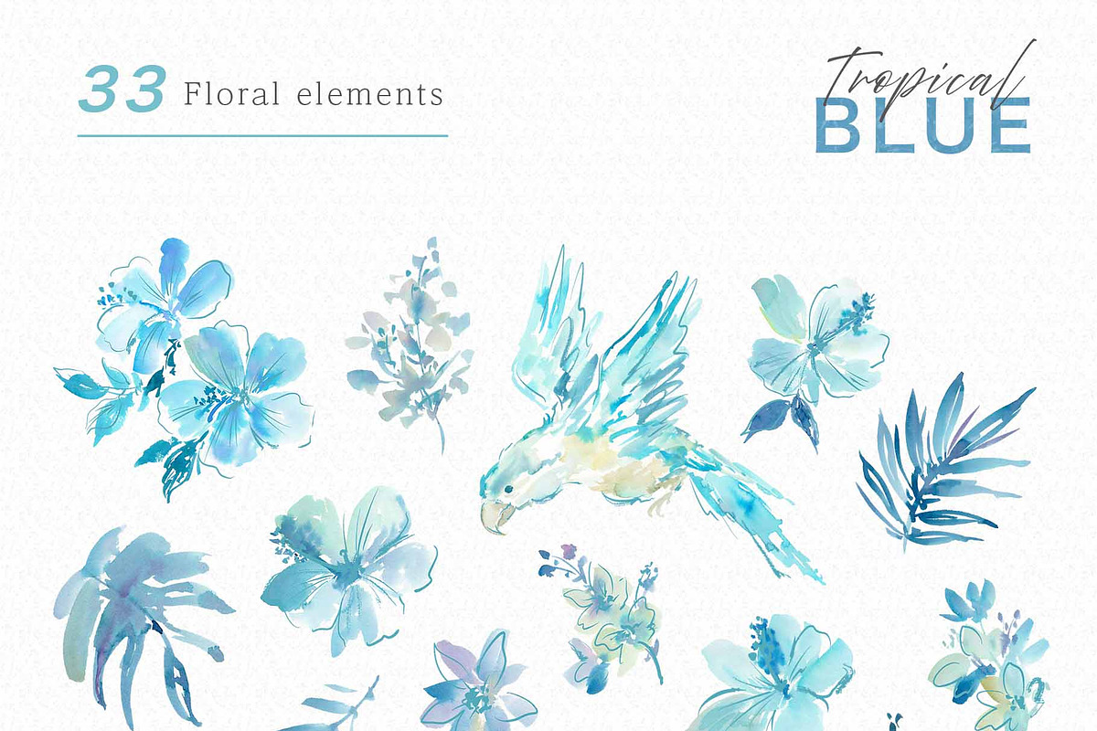 Watercolor Tropical floral set, an Object Graphic by Sawango Designs (Photo 3 of 10)