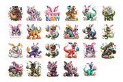 Watercolor Easter Dino Hunters Set, a Seasonal Illustration by InkyQueenArt (Thumbnail 4 of 6)