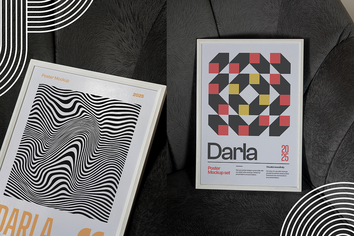 Framed Poster Mockup on Sofa, an Advertising Mockup by Mocktopia (Photo 4 of 12)