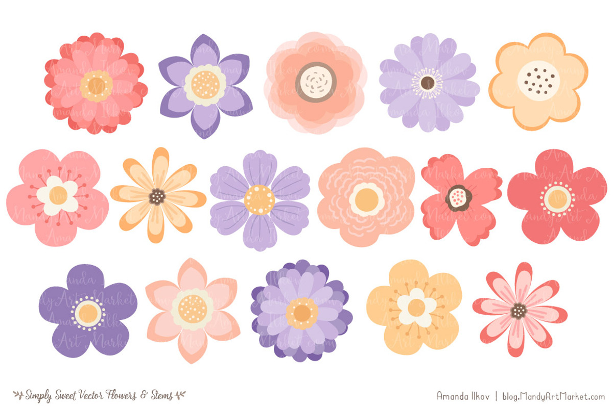 Wildflowers Vector Clipart, an Illustration by Amanda Ilkov (Photo 3 of 4)