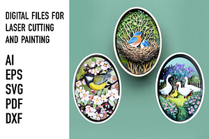 Spring Woodland Oval SVG Bundle, an Object Graphic by HelloWood