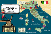 Cartoon vector map of Italy +bonus, a Food Illustration by Nata Savina Art (Thumbnail 1 of 3)