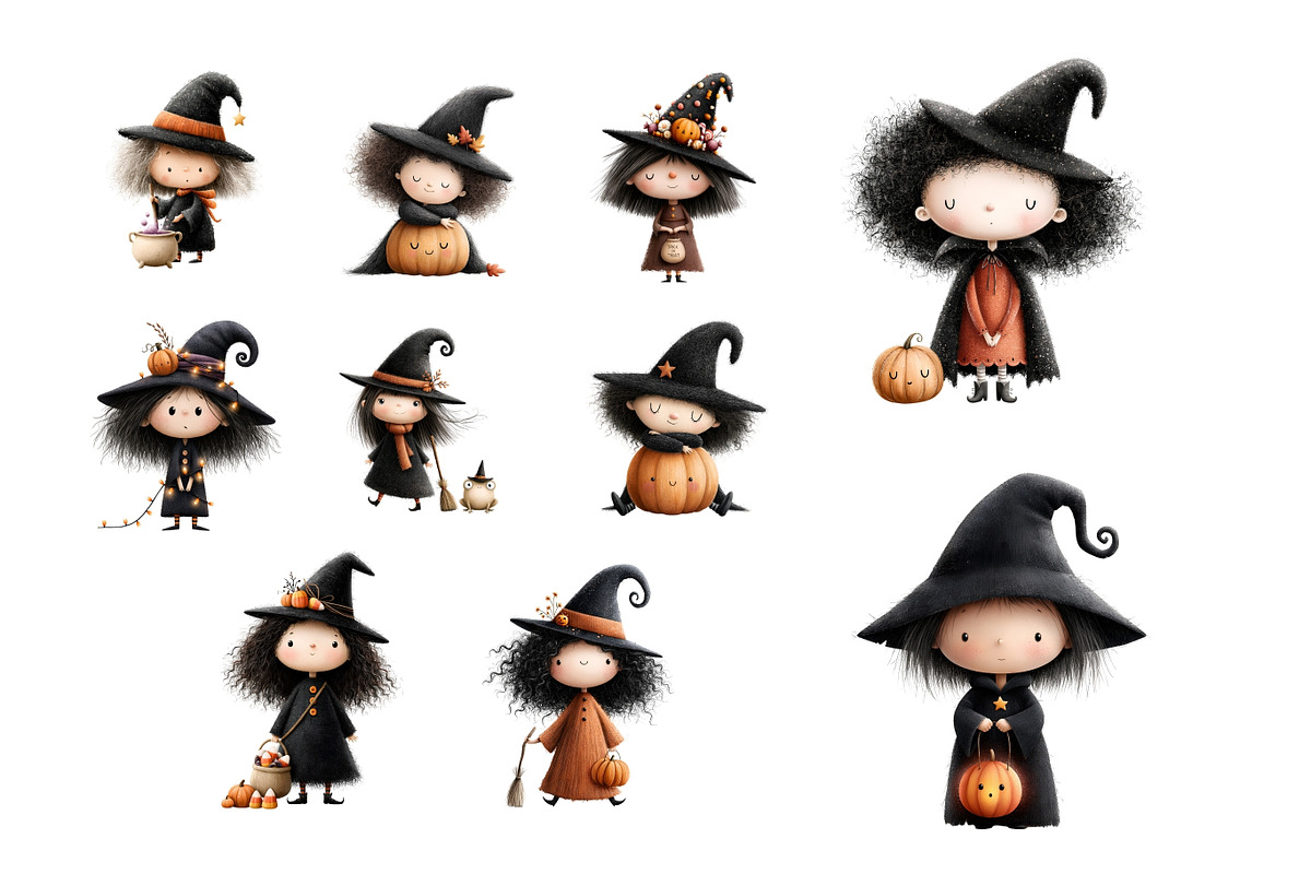 Halloween Witch PNG Clipart Bundle, a Seasonal Illustration by Nicolle's Colorful Art (Photo 4 of 5)